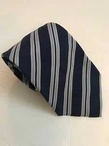 Harry & Sons Tie / Blue Stripe Print 100% Silk Made in Italy LUXURY Classic - Picture 1 of 4