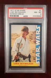 Luke Skywalker 1977 Star Wars Wonder Bread #1 PSA 8 Near Mint - Mint Mark Hamill
