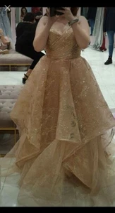 Stunning Rose Gold long prom dress size 12 brand new, never worn - Picture 1 of 5