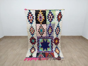 Moroccan Handmade Vintage Berber Area Rug Geometric Boujaad Tribal Carpet 3x5 Ft - Picture 1 of 10