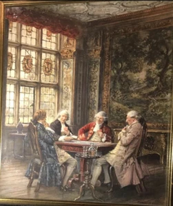 Frank Moss Bennett Glücksspiel Poker Lithographie 19 1/2 x 15 1/2 Zoll - Bild 1 von 10