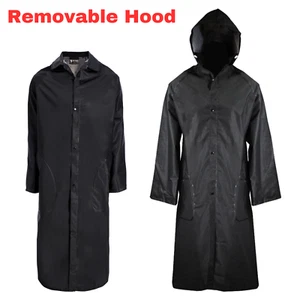 Raincoat Waterproof Long Rain Coat Removable Hood Trench Jacket Outdoor Hiking - Picture 1 of 1