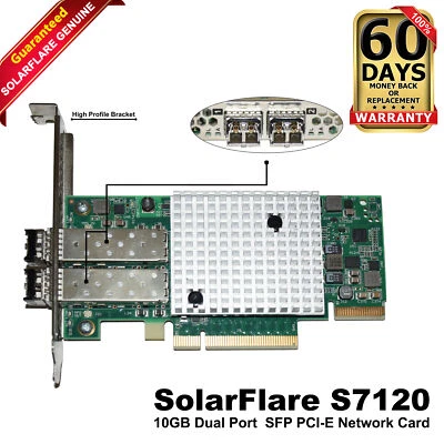 Solarflare S7120 2-Ports 10GbE SFP+ Adapter SF432-1012 SFN7122F SFC9120 SFN7501 - Image 1 of 4
