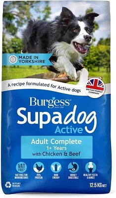 Burgess Supadog Adult Dry Dog Food Chicken & Beef Feed for Working Dogs 12.5Kg