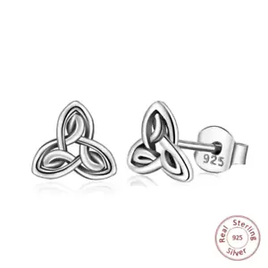 925 Silver Celtic Knot Triangle Stud Earrings - Fine Gift for Women  - Picture 1 of 6