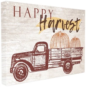 The Stupell Home Décor Collection Happy Harvest Giant Pumpkin Truck Oversiz - Picture 1 of 4