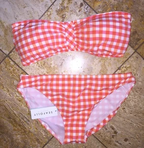 Seafolly Sophia Mandarine kariert Bandeau Bikini Badeanzug 2-teiliges Set Damen neu mit Etikett - Bild 1 von 3