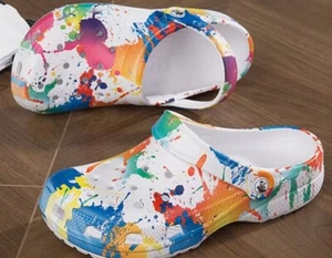 Medical Nurse Womens Comfortable Lightweight Slip Resistant Clogs Shoes TIEDYE 2 - Picture 1 of 4