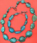 Spiderweb Turquoise Nugget Bead Adjustable Necklace & Bracelet 135 GRAMS
