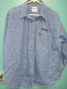 Vintage Dale Earnhardt Shirt Mens Size L White Denim Button Up Chase Authentics - Picture 1 of 3