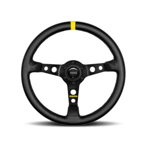 Mod MOMO. Volante 07 350 mm gamuza negra cepillada negro único amarillo - Imagen 1 de 1