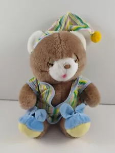 American Greetings Amtoy Marrón Oso de Peluche Vestido para Dormir Pantuflas Sombrero 12" 1982 - Imagen 1 de 3