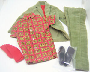   Vintage Mattel Barbie Ken PAK Outfit 1960’s Olive Green Corduroy set  #1410
