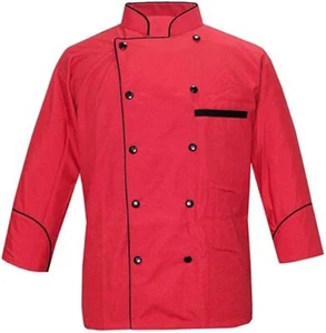 Men's Multi Color Chef Jacket/Light Weight Chef Coat With Contrast Black Piping - Picture 1 of 15