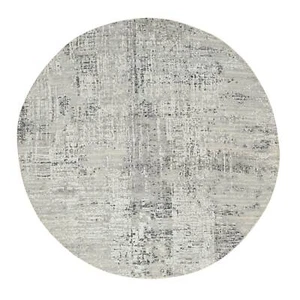 6'x6' Light Gray Modern Design Natural Wool Hand Knotted Round Rug R64701 - Picture 1 of 8