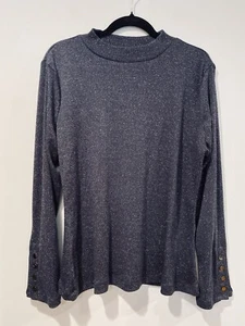 NEW Stitch Fix Top Womens XL Navy Metallic Night Sky Long Sleeve Stretch - Picture 1 of 8