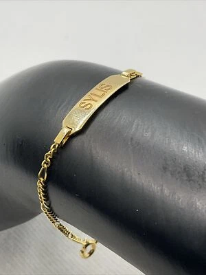 CUTE Solid 18K (750) Yellow Gold Diamond Cut “SYLIS” ID Bracelet 6” length 2.5gr - Image 1 of 4