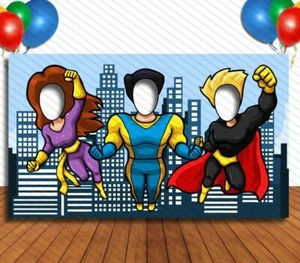 Superhéroes, agujero en la cara, utilería para fotos selfie de fiesta, decoración de fiesta de superhéroes - Imagen 1 de 6