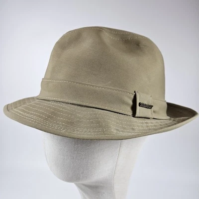 Винтажная мужская шляпа-федора Stetson 7 5/8 желтовато-коричневая хаки водоотталкивающая от дождя сделано в США  - Изображение 1 из 4