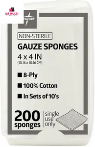 Esponjas de gasa tejidas no estériles de 8 capas de 4 pulgadas 200 - Imagen 1 de 7