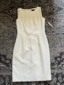 Tahari Arthur S Levine Ivory Pale Gold Metallic Sleeveless Dress Women’s Sz 6 A5 - Picture 1 of 11