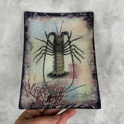 Bandeja decorativa langosta náutica vintage plato baratija decoración playa costera Foto 1 de 4