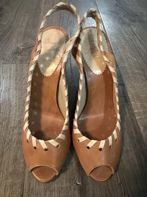 Christian Louboutin Eslinga Trenzada Trasera Punta Abierta Cuña 38 Foto 1 de 4