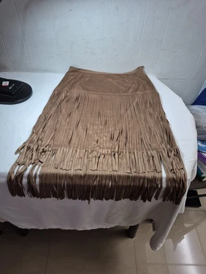 Falda larga de gamuza lavable Live A Little color tostado talla 10 36" de largo Foto 1 de 4