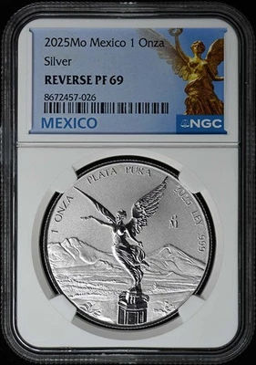 2025 Mo Mexico Onza Silver Libertad NGC Reverse PF69 Mintage 1500 - Image 1 of 2