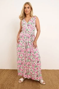 Yours Curve Women's Plus Size Floral Print Wrap Maxi Dress - Picture 1 of 7