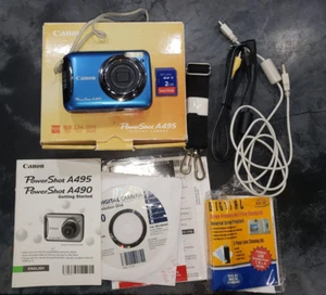 Canon PowerShot A495 fotocamera digitale blu 10 MP con scheda SD da 2 GB in scatola - Foto 1 di 10