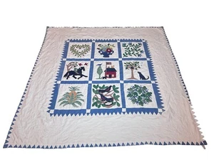 Vintage Baltimore Album Quilt Bedspread Primitive Colonial Amish 80"x81" Flawed - Picture 1 of 24