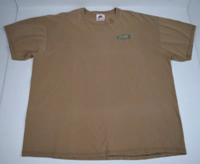Vintage T-Shirt Nike Size L/XL 90s Embroidery Orbital Swoosh Lite Brown Made USA - Image 1 of 4
