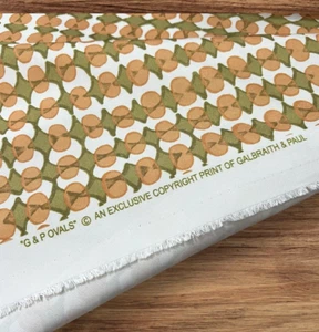 Galbraith & Paul Ovals Fabric BTY Orange Green Woven 54" W Copyright Print READ - Picture 1 of 5
