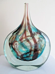 Signed MDINA ERIC DOBSON Studio/Art Glass MICHAEL HARRIS 'Cut Ice' Lollipop Vase - Picture 1 of 15