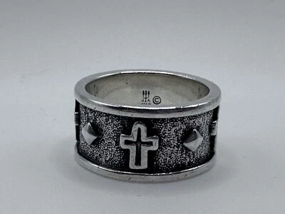 Retired James Avery Wide Cross Eternity Band Ring Size 7.5 Sterling Silver - Imagem 1 de 4