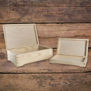 Wooden Souvenir Keepsake Gift Box | Plain Unpainted Pine to Decorate | 2 Sizes - Picture 1 of 21