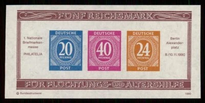 GERMANY EXHIBITION-BLOCK 1990 BERLIN PHILATELIA unperforated MNH m5353 - Image 1 of 2