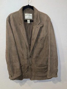 Awesome! Orvis Brown Genuine Leather Bandera Blazer Hunting Jacket Coat 42T - Picture 1 of 10