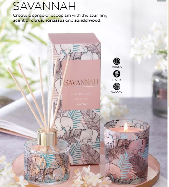 AVON SAVANNAH HOME FRAGRANCE ~ CHOOSE FROM A REED DIFFUSER OR A CANDLE ~ *NEW* - Image 1 of 4
