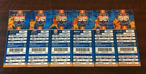 2012 Astros Un Used Season Ticket Stub HR Game YOU PICK Jose Altuve Last NL Year Cover