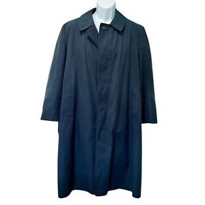 London Fog Towne Men's Navy Blue Long Fleece Lined Trench Coat Jacket Size 40S