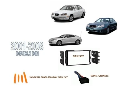 Fits 2001-2008 HYUNDAI ELANTRA, SONATA, TIBURON STEREO DDIN INSTALL KIT, HARNESS - Image 1 of 2