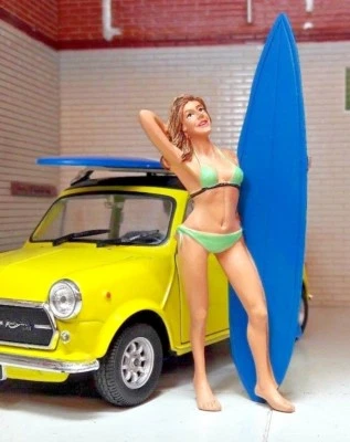 Surfing Surfer Female Girl Chick & Surf Board VW Bay Diorama G LGB 1:24 Scale - Image 1 of 3
