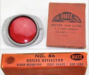 NOS Dietz Motor Car Lites Reflex Reflector No.86 Red Lens w/ Box - Picture 1 of 9
