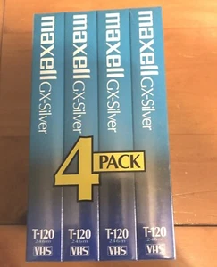 4 Stück Maxell VHS GX Silber Hochwertig T-120 6 Stunden Leere Videorecorder Bänder Neu Versiegelt - Bild 1 von 7