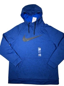 NIKE Men’s Therma-Fit Training Swoosh Pullover Hoodie Blue Size XL Pockets NEW - Picture 1 of 9