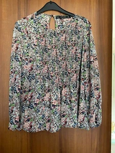 ZARA Multicolor FLORAL PRINT BLOUSE  Long Sleeve Size L - Picture 1 of 6