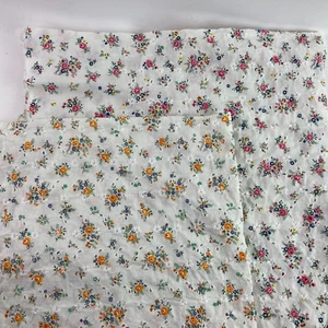 Pink & Orange Flowers Floral Broderie Anglaise Lacey Fabric Embroidered - Picture 1 of 6