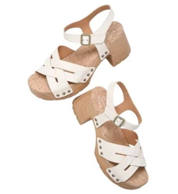 Kork-Ease Tia Leather Chunky Heel Platform Shoes Size 9 Color In Cream. New - Image 1 of 4